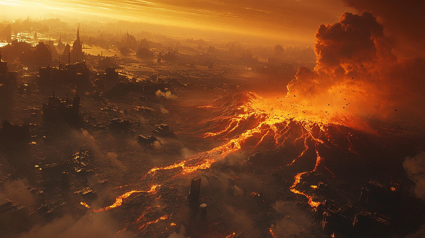 Planet Gunmetal — ash deserts, volcanic plains, and the ruins of an empire